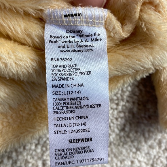 Disney Winnie The Pooh Hunny 100 Sleepwear Sleep Shirt‎ Top Plush Yellow L - Picture 3 of 8